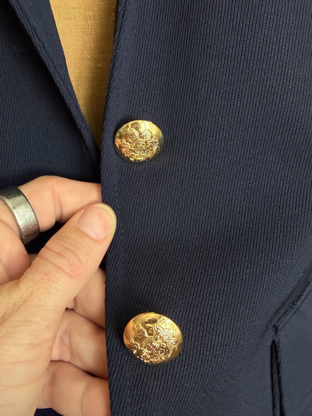 Classic Ralph Lauren Navy Wool Blazer with Embroidered Beaded Crest Old Money - Picture 5 of 12